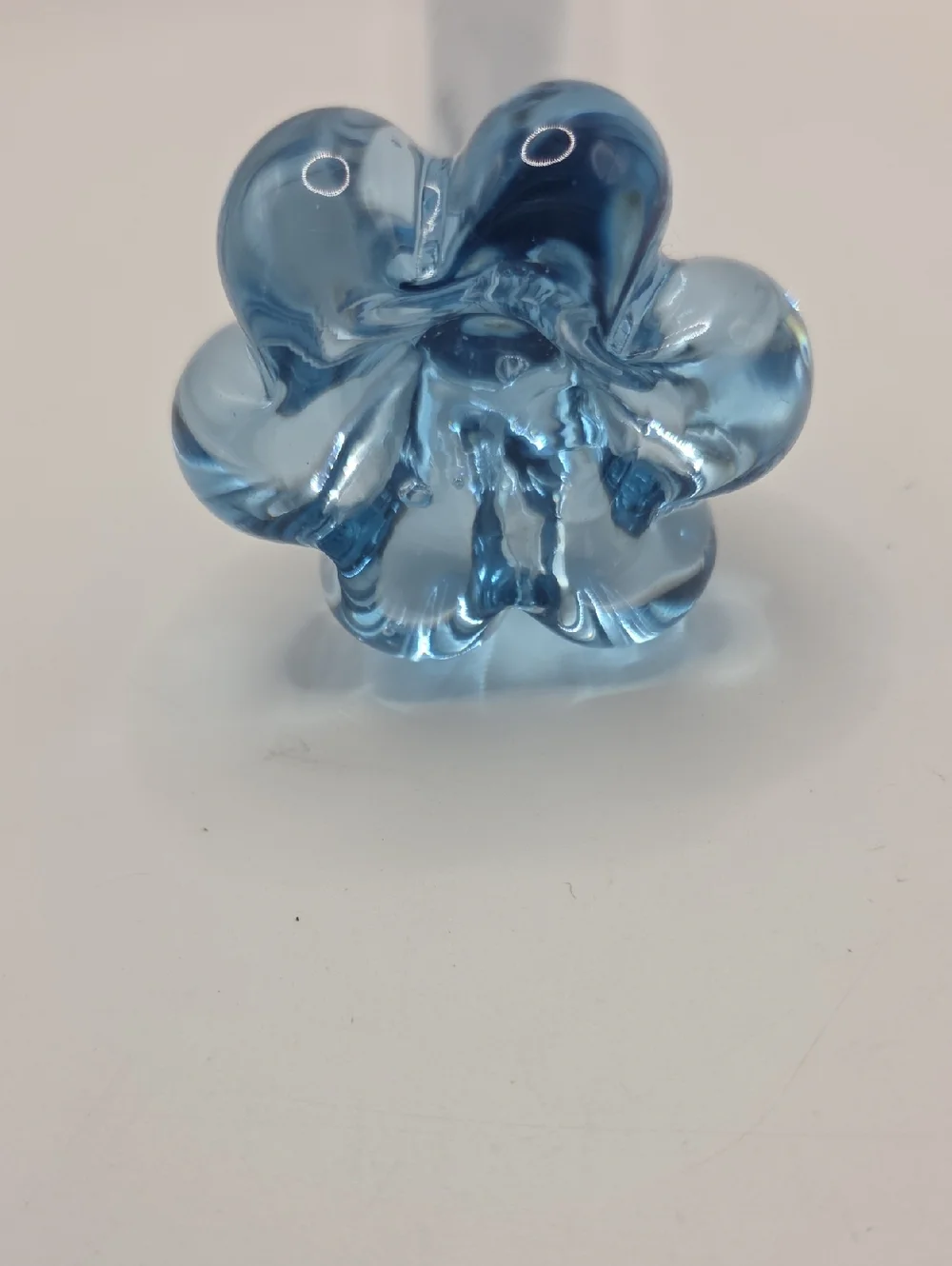 Vintage Blue Glass Bud Vase with Petaled Base